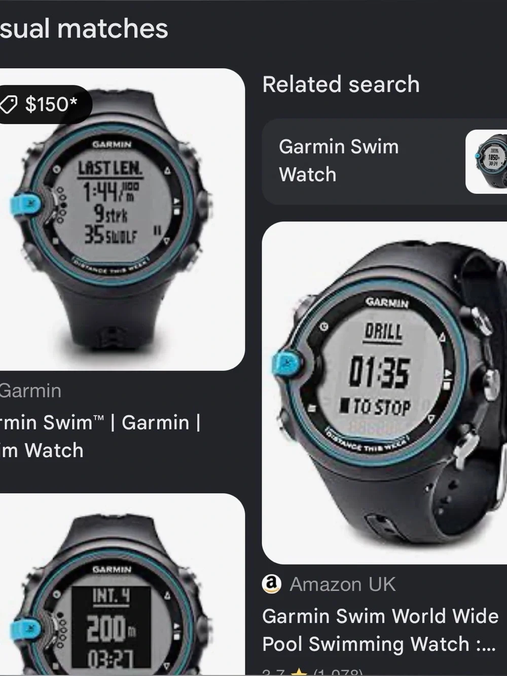 Garmin Swim Smart Watch, Tested, New Batteries, Watch, Fitness Tracker